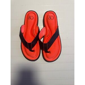 OP Ocean Pacific Women Flip Flops Neon Orange Memory Foam  Sandals Size 9/10
